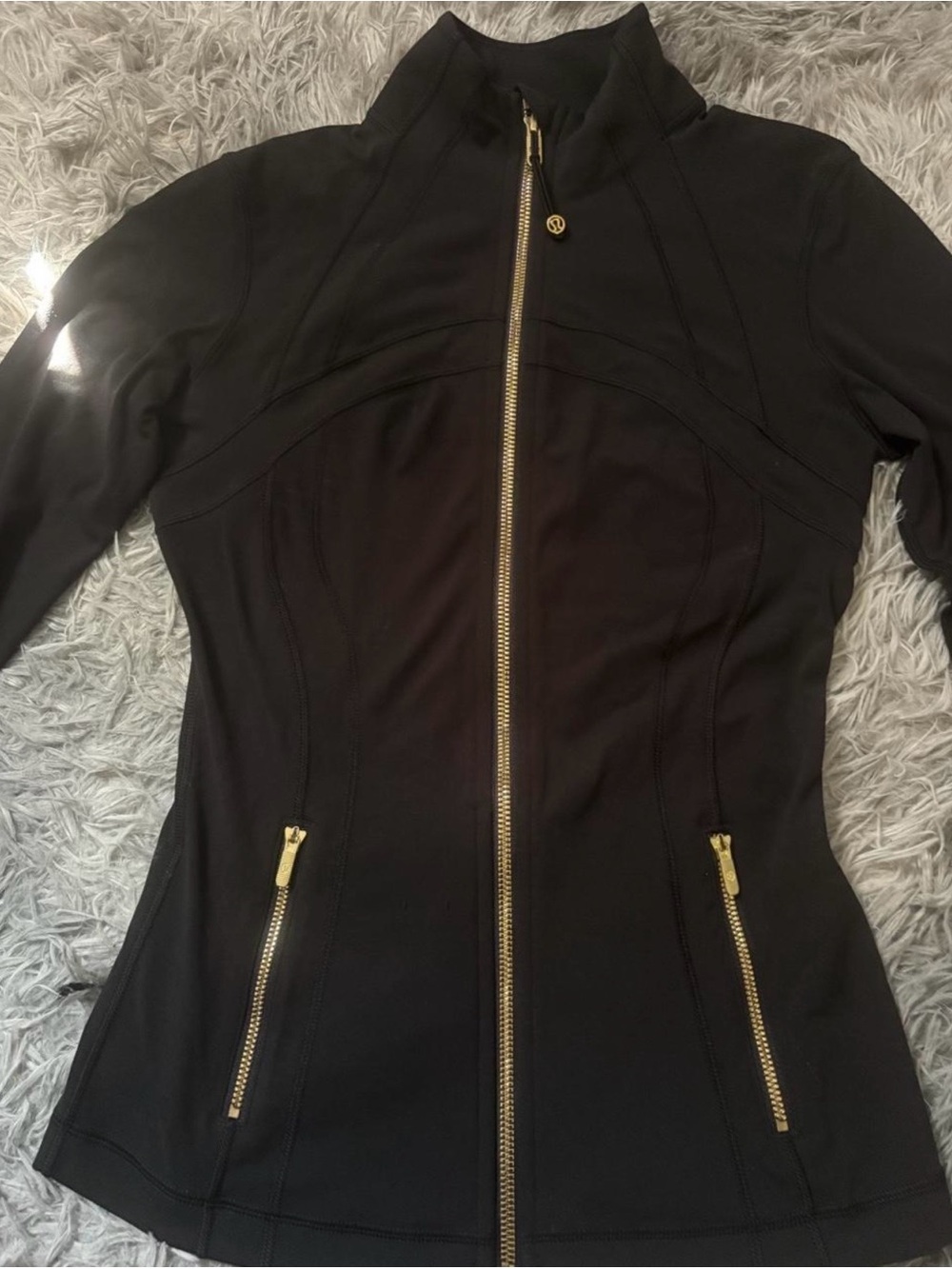 Lululemon Black Zip-Front Active Jacket with Gold Hardware